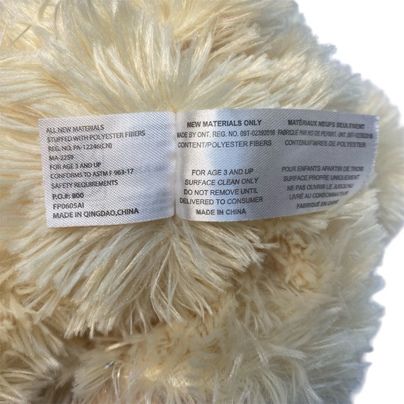 Cream Fluffy Teddy Bear with Bow - Picture 4 of 4